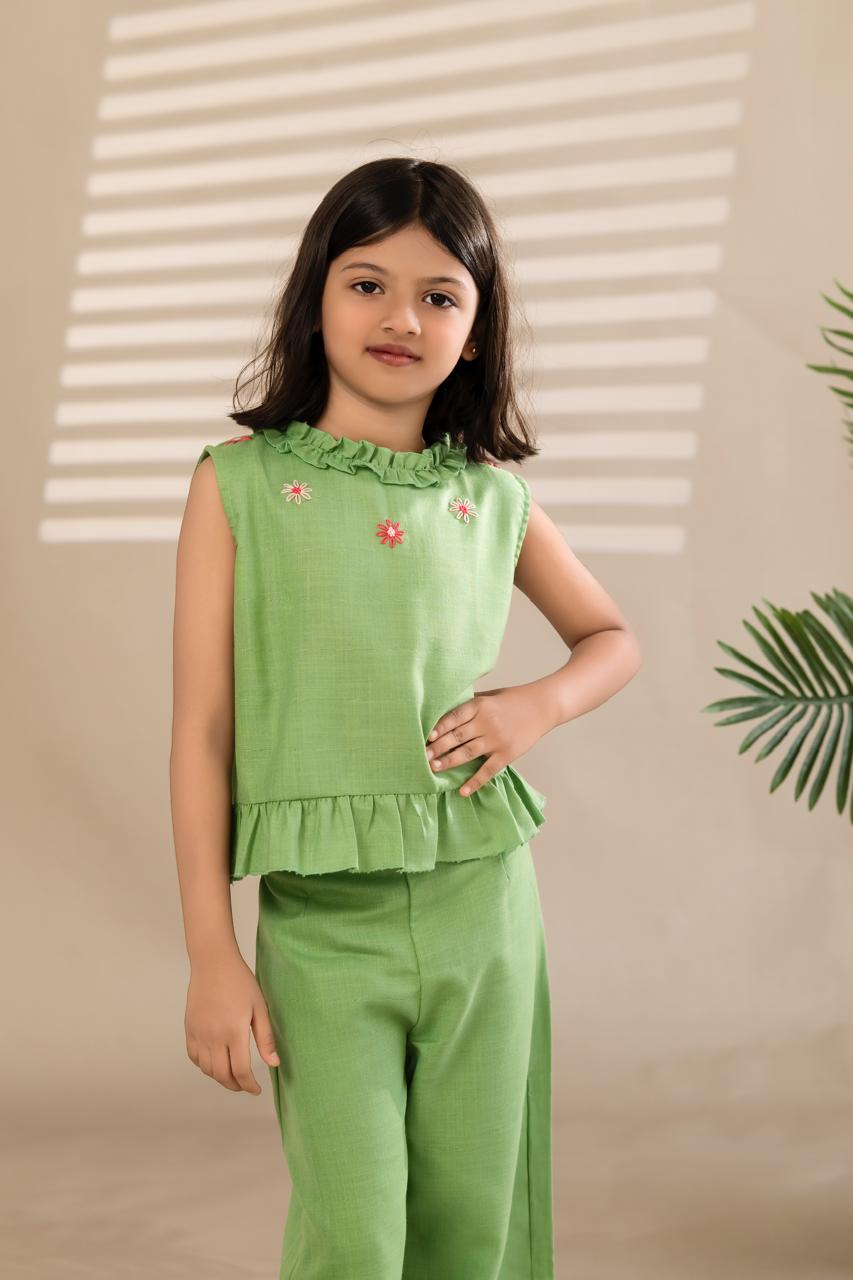 Sleeveless Embroidered Cord Set