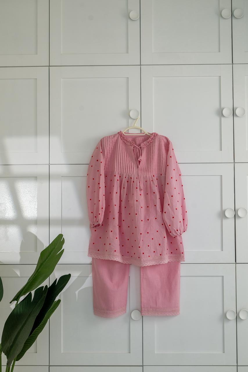 Pink Printed Top & Pant Set