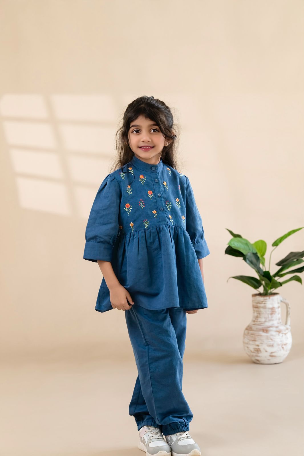 Dark Blue Embroidered Co-ord Set