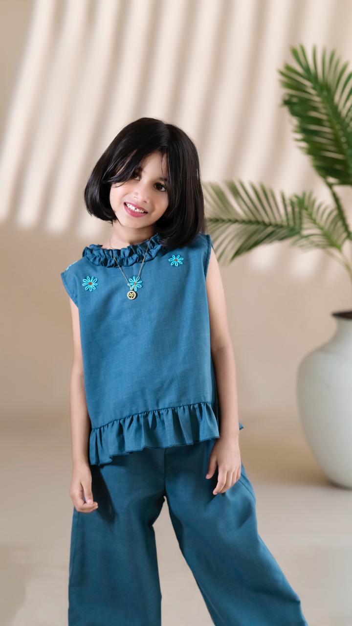 Sleeveless Embroidered Cord Set