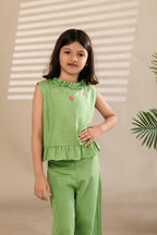 Sleeveless Embroidered Cord Set