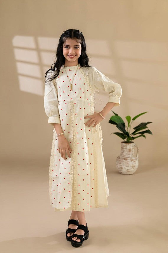 Cream Heart Apron-Style Dress