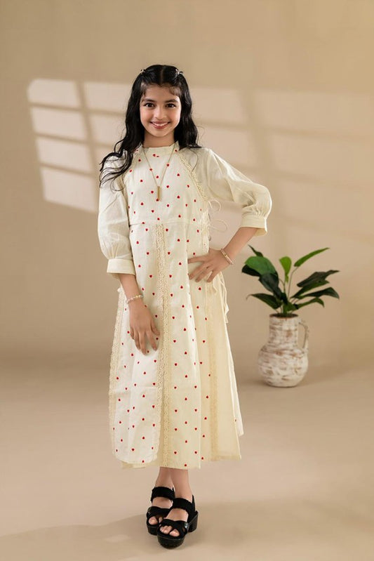 Cream Heart Apron-Style Dress