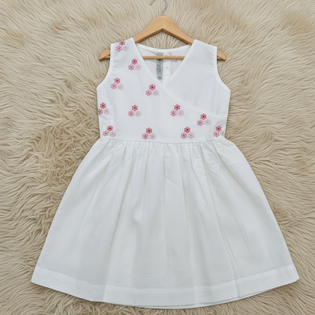White Floral Embroidered Dress