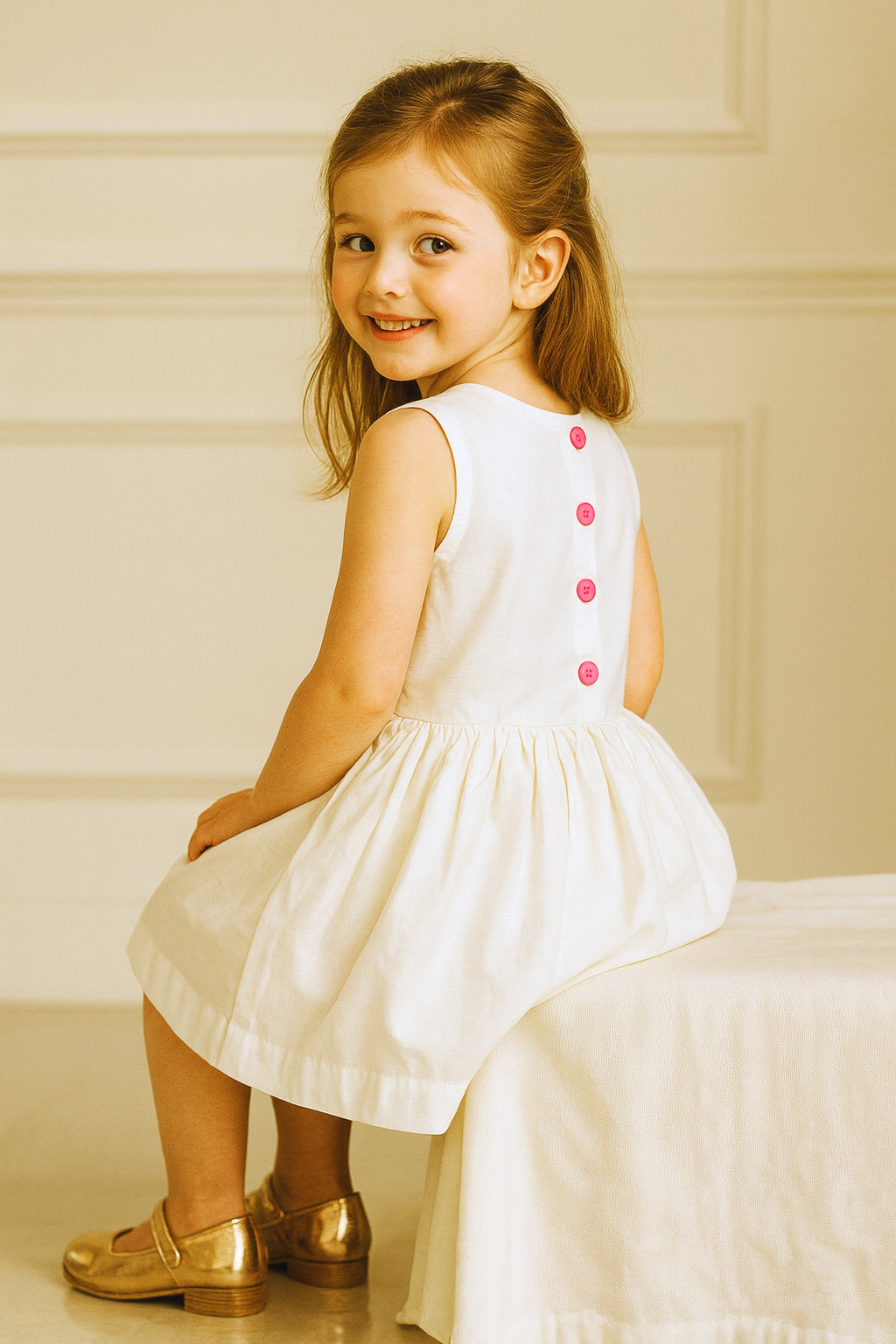 White Floral Embroidered Dress