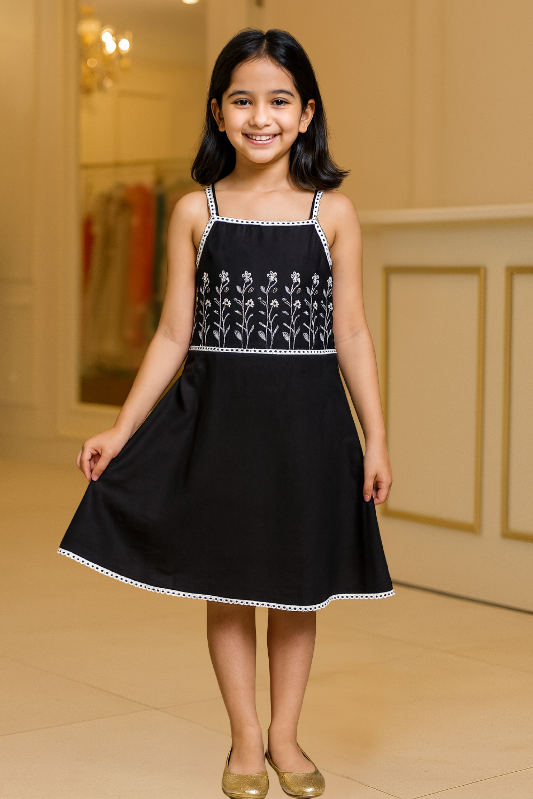 Black Embroidered Frock
