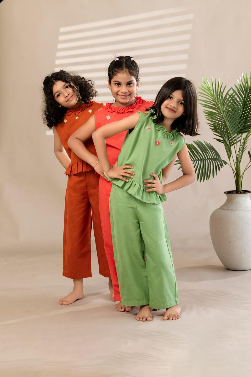 Sleeveless Embroidered Cord Set