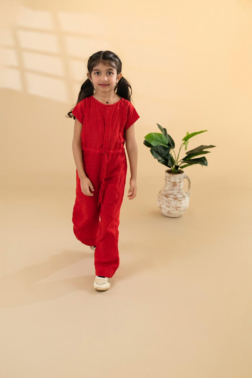 Red Linen Jumpsuit