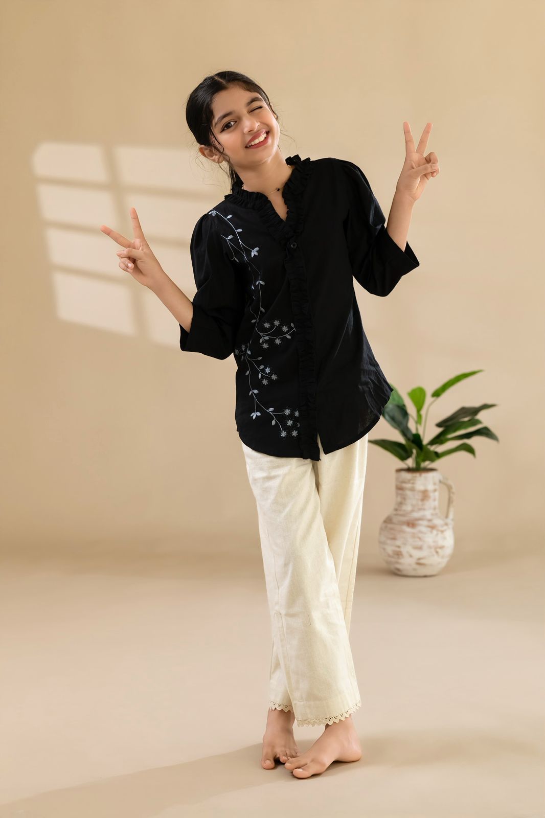 Black Embroidered Shirt