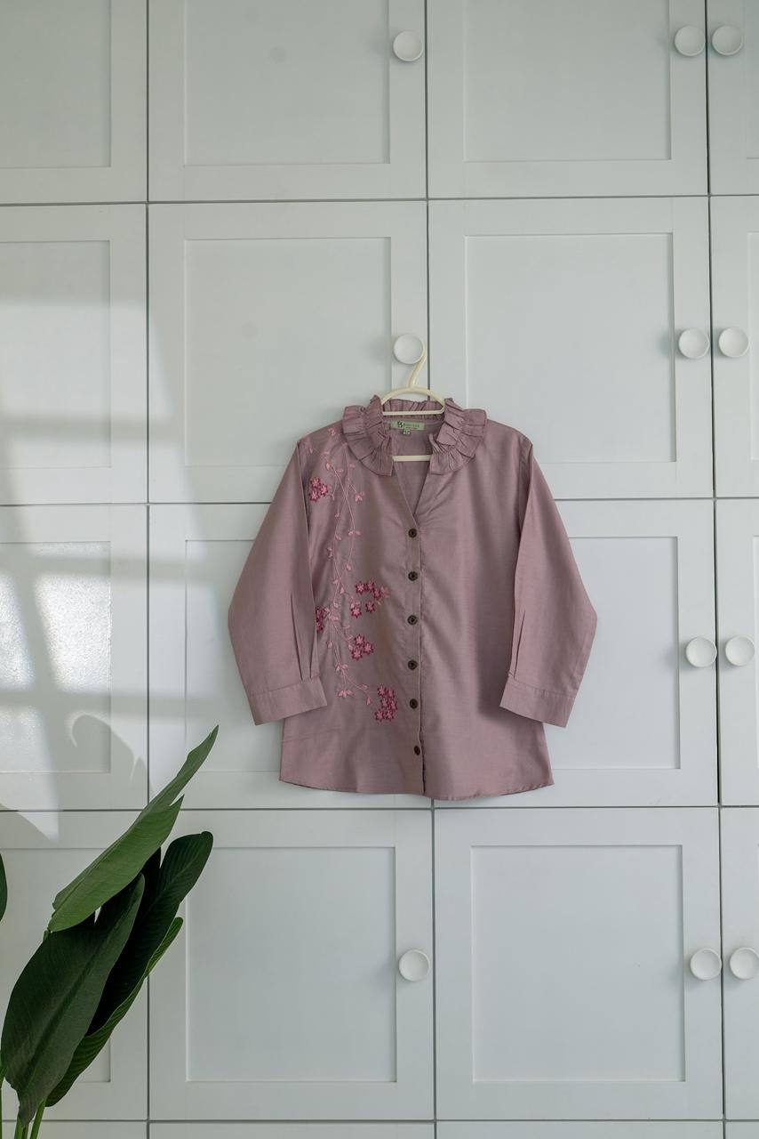 Onion Pink Embroidered Shirt