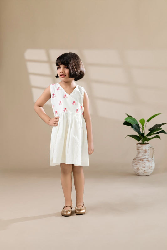 White Floral Embroidered Dress