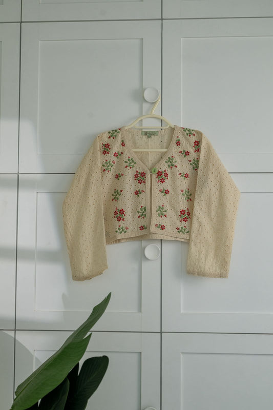 Embroidered Cream Hakoba Jacket