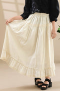 Cream Ruffle Hem Flared Skirt