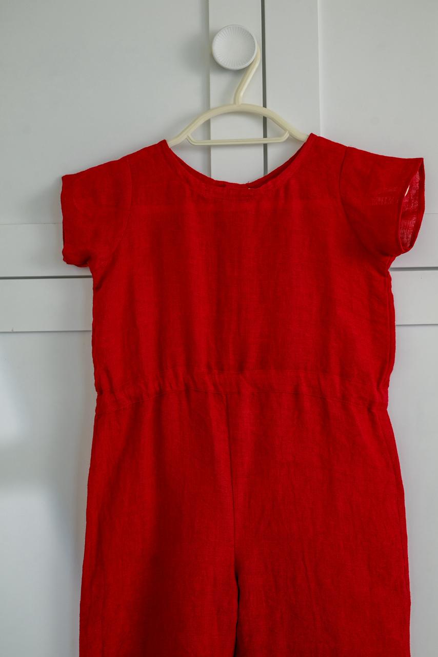 Red Linen Jumpsuit
