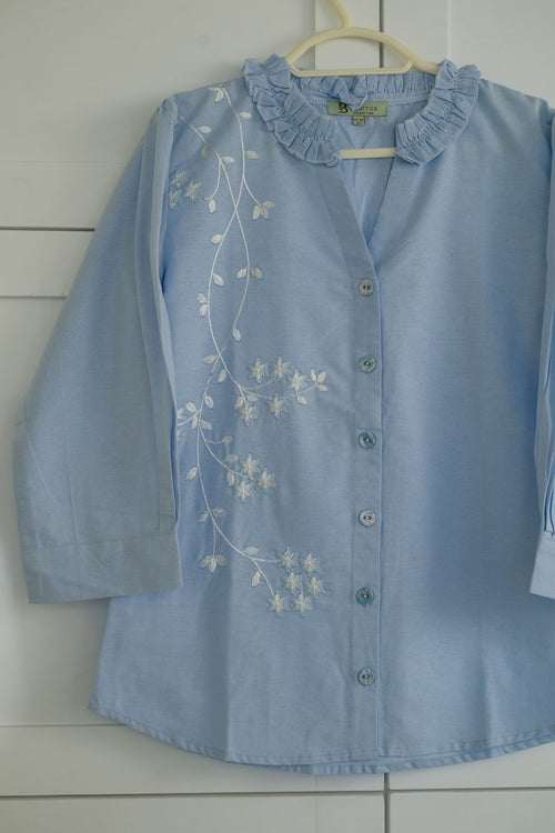 Blue Embroidered Shirt