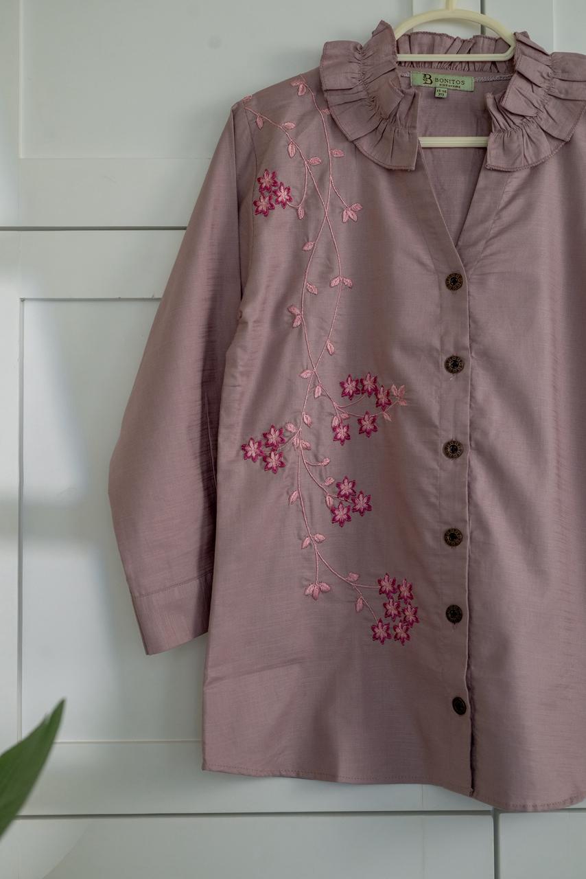 Onion Pink Embroidered Shirt