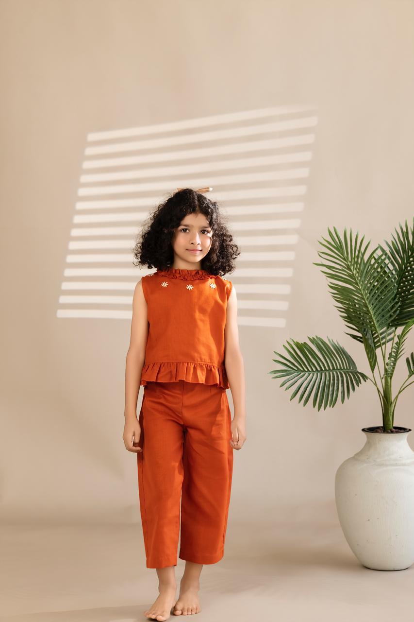 Sleeveless Embroidered Cord Set