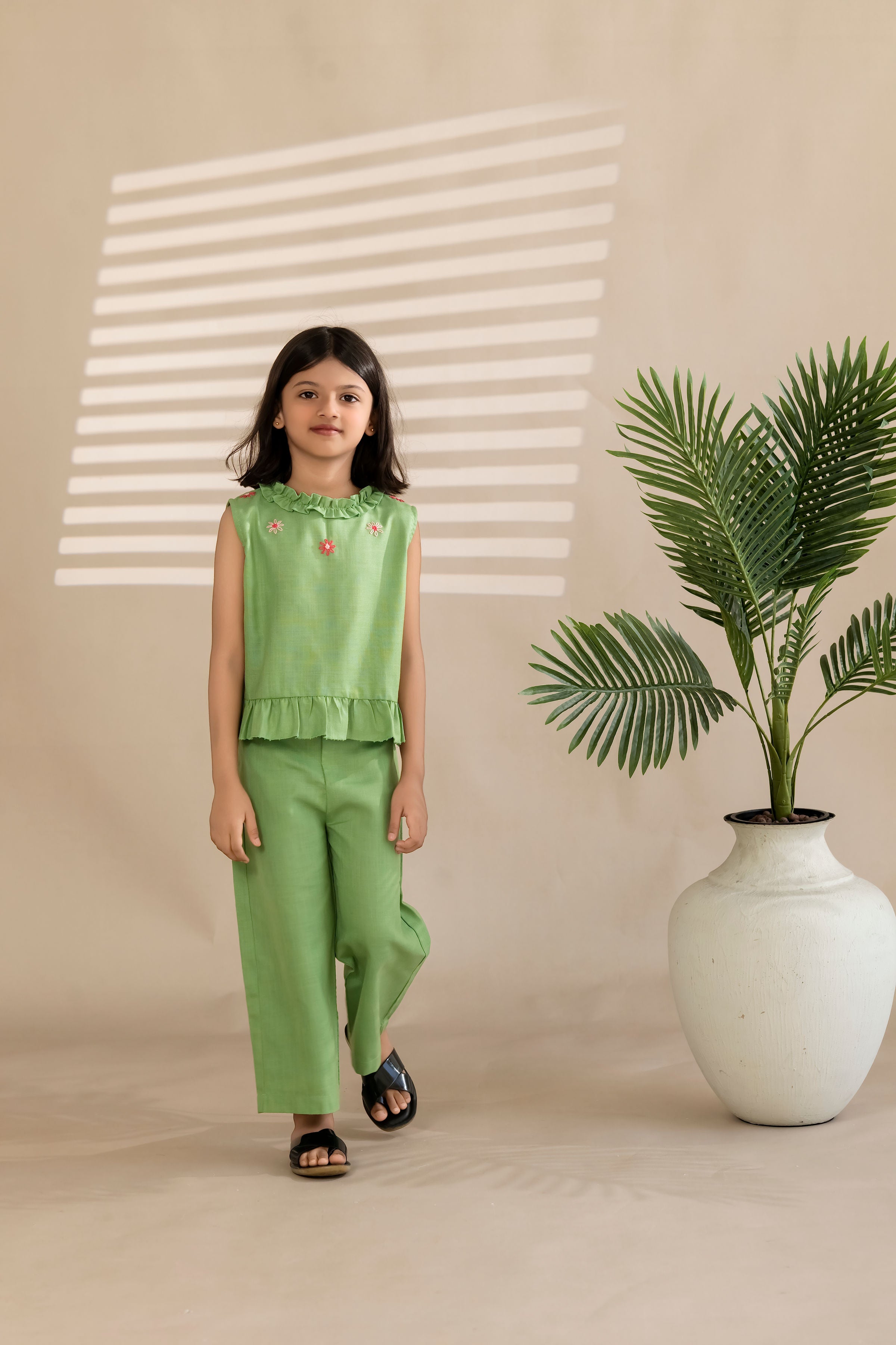 Sleeveless Embroidered Cord Set
